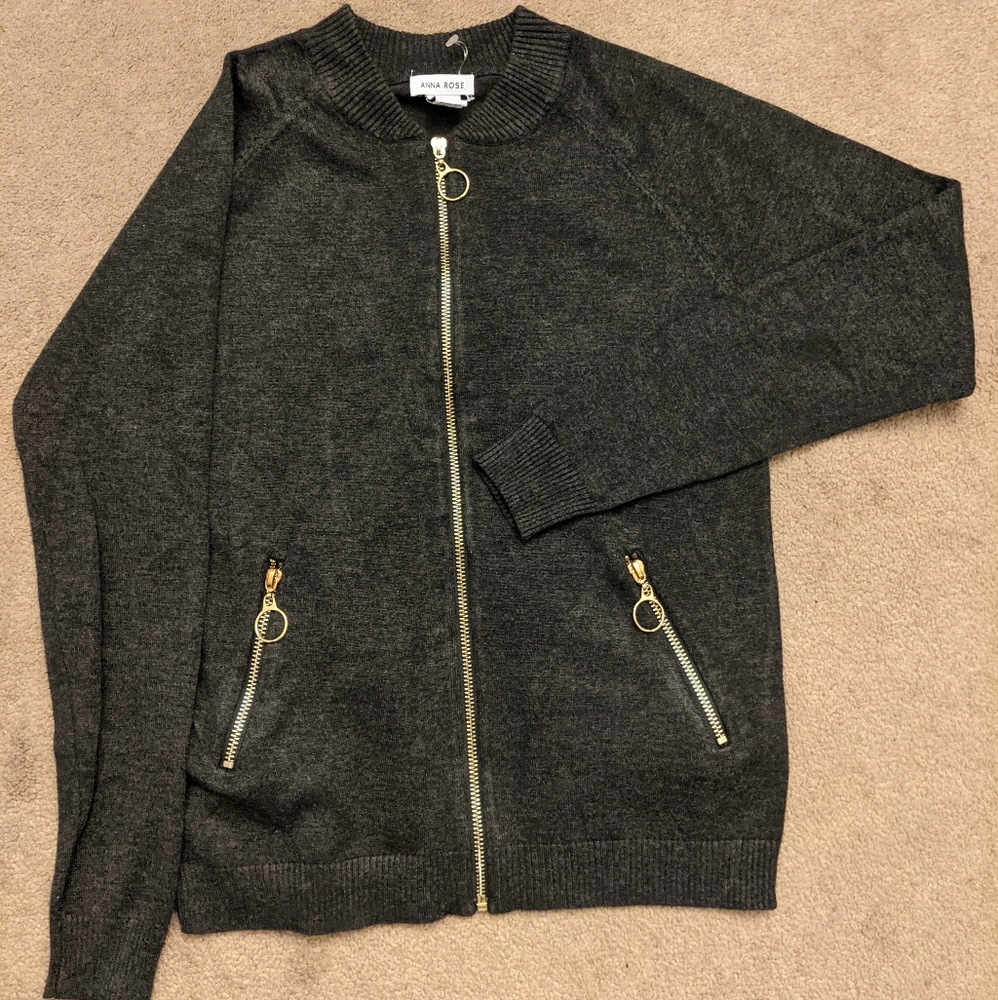 Long Sleeve Zipper Down Sweater